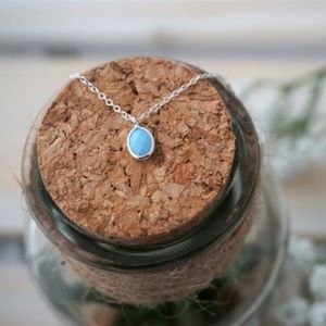 925 Silver Oval Necklace with Opal